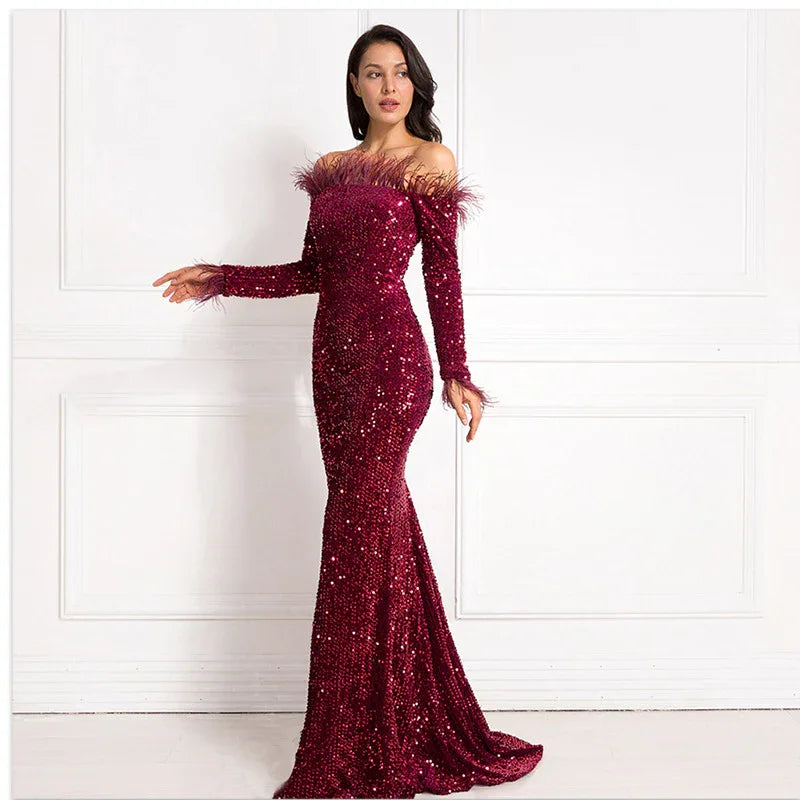 Off-the-shoulder Fishtail Party Formal Dress - Gizmo Galaxy