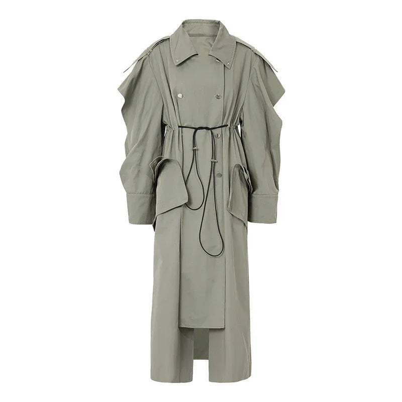 Elastic And Waisted Profile Trench Coat Women's Autumn - Gizmo Galaxy