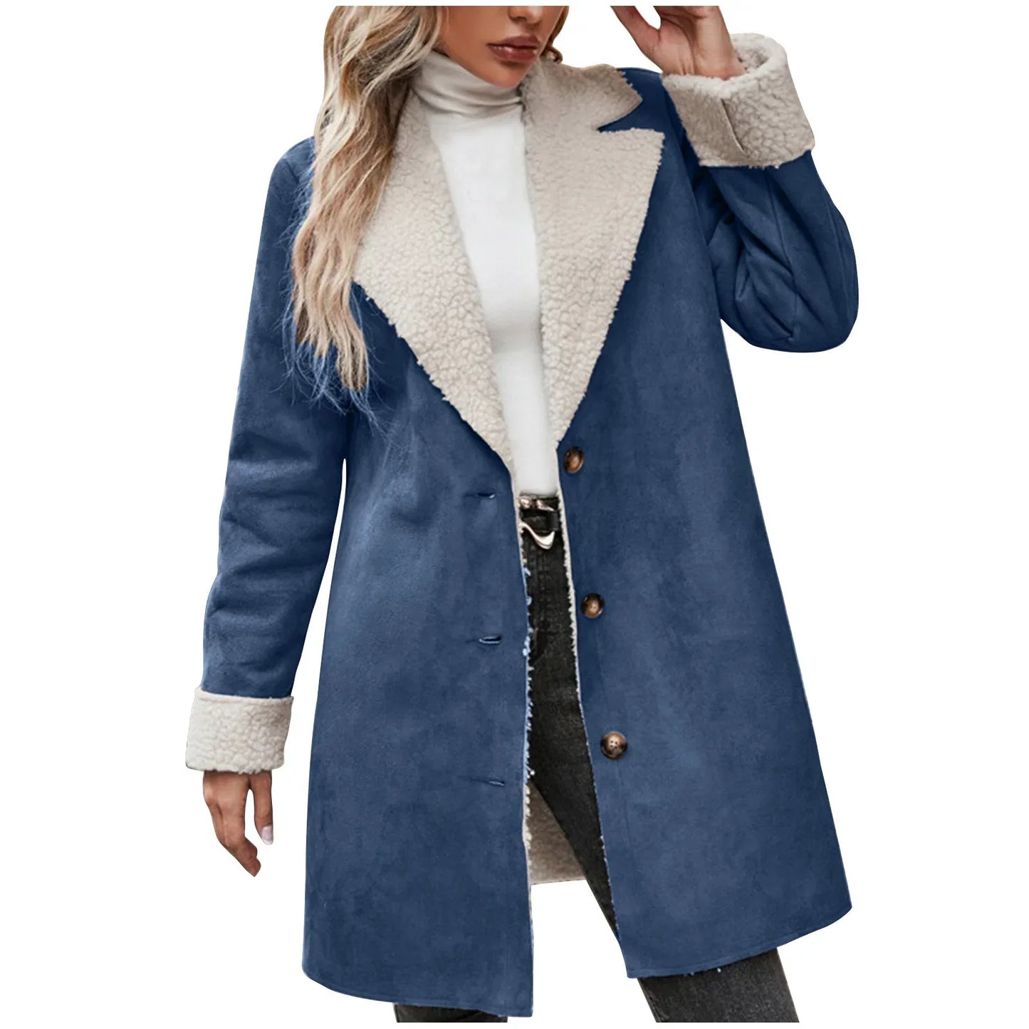 Long Sleeve Lapel Thickening Plush Coat - Gizmo Galaxy