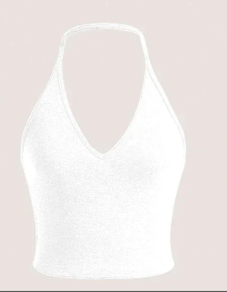 SHEIN EZwear Summer Solid Crop Halter Top - Gizmo Galaxy