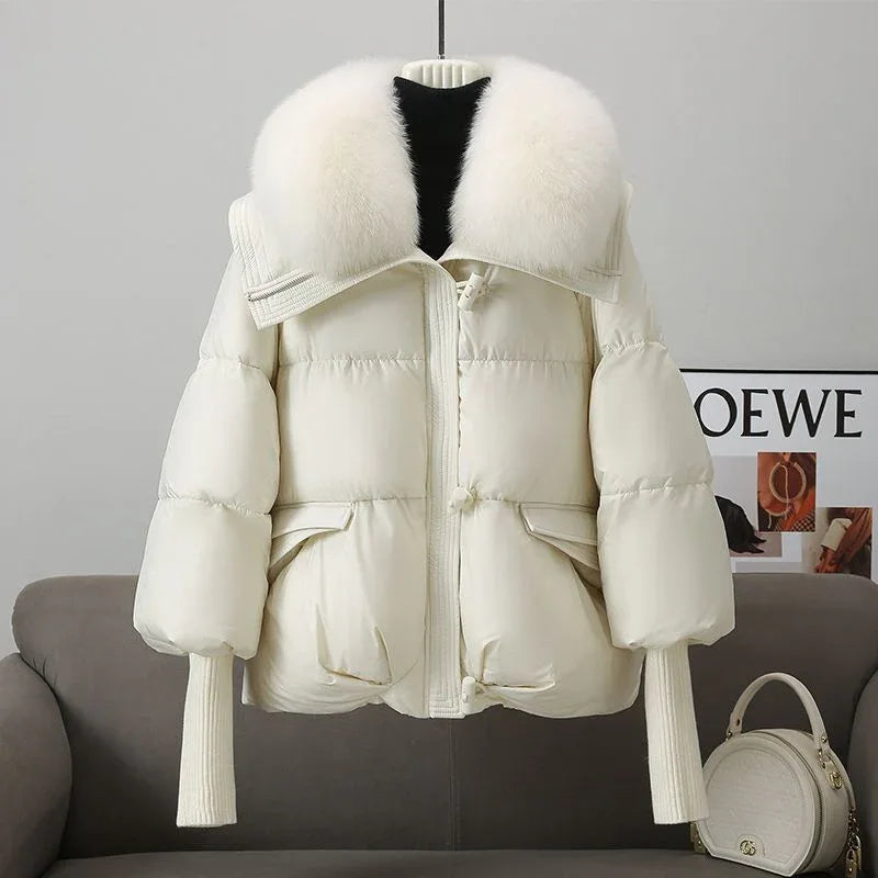 Down Cotton-padded Jacket Women's Short Fur Collar Thickened Coat Winter Clothing - Gizmo Galaxy