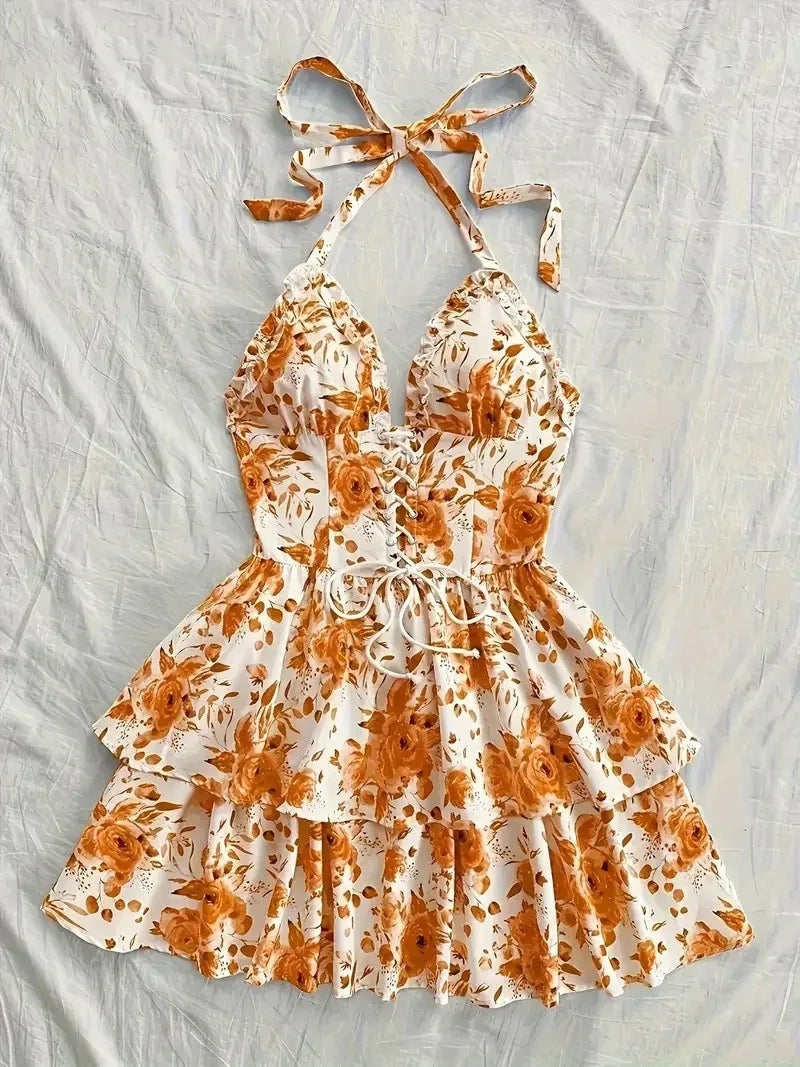 New SpringSummer European And American-style Camisole Top And Audrey Hepburn-inspired Designer Floral Dress - Gizmo Galaxy