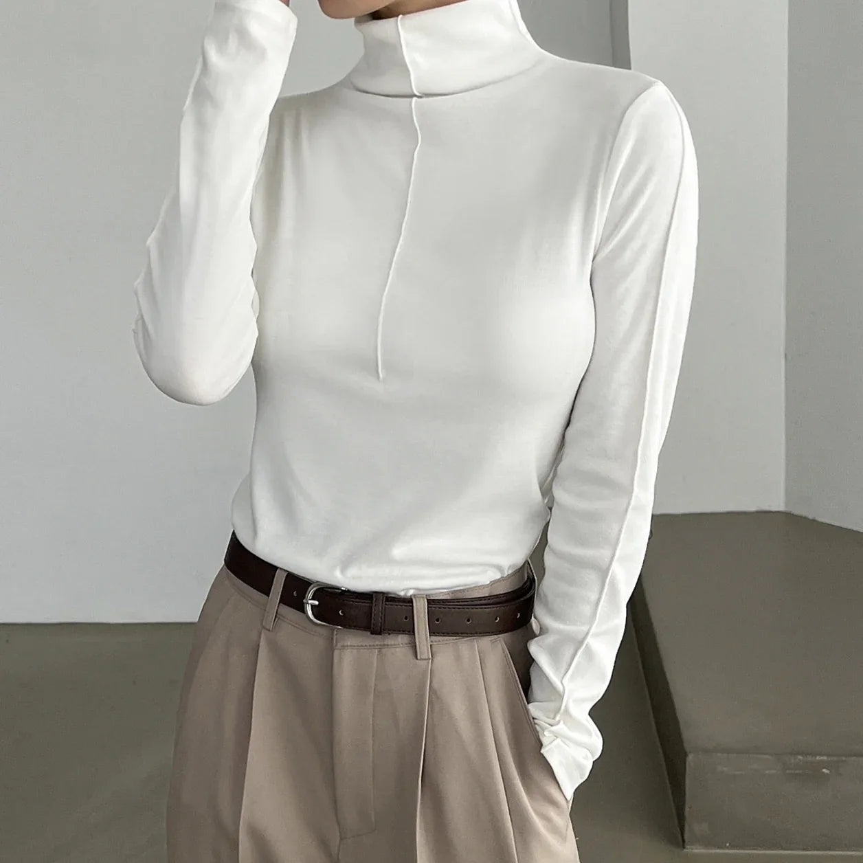 Women's Solid Color Top Fashionable Velvet Texture Fashionable T-shirt Long Sleeved - Gizmo Galaxy