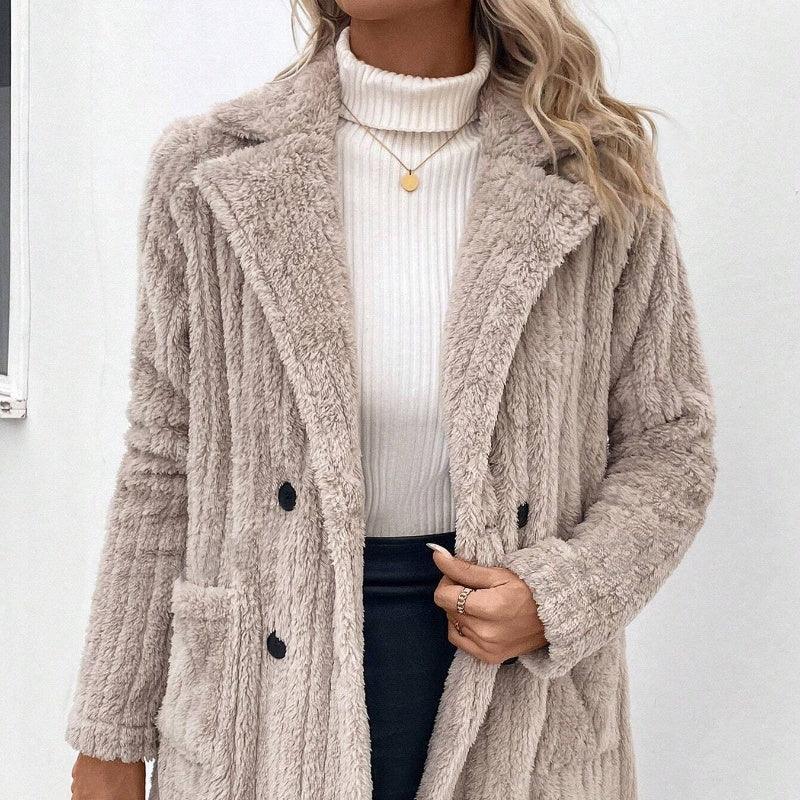 Double-sided Plush Lapel Cardigan Casual Top Coat - Gizmo Galaxy