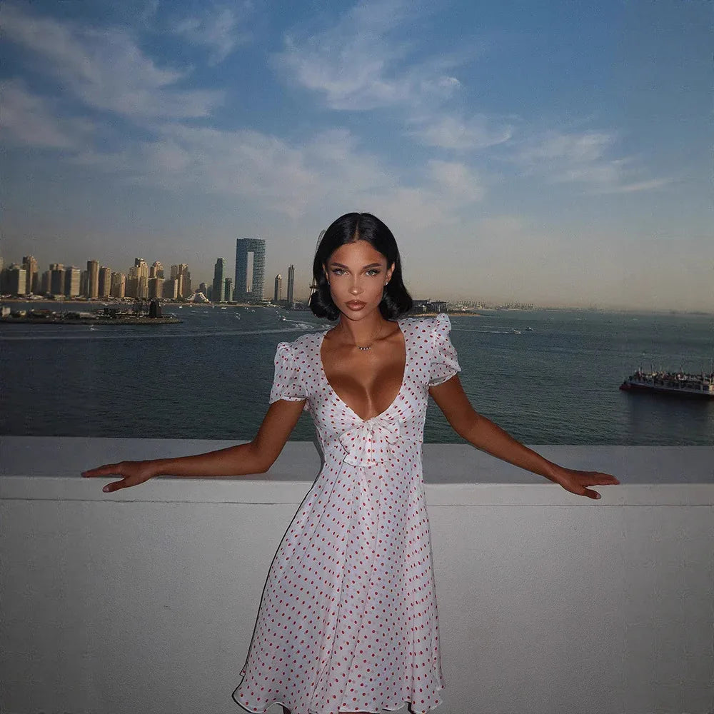 Summer New Arrival Sexy Low-Cut Dress With Bow Decoration - Gizmo Galaxy