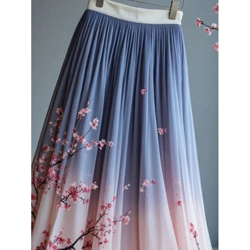 Women's Chinese-style Printed Skirt - Gizmo Galaxy