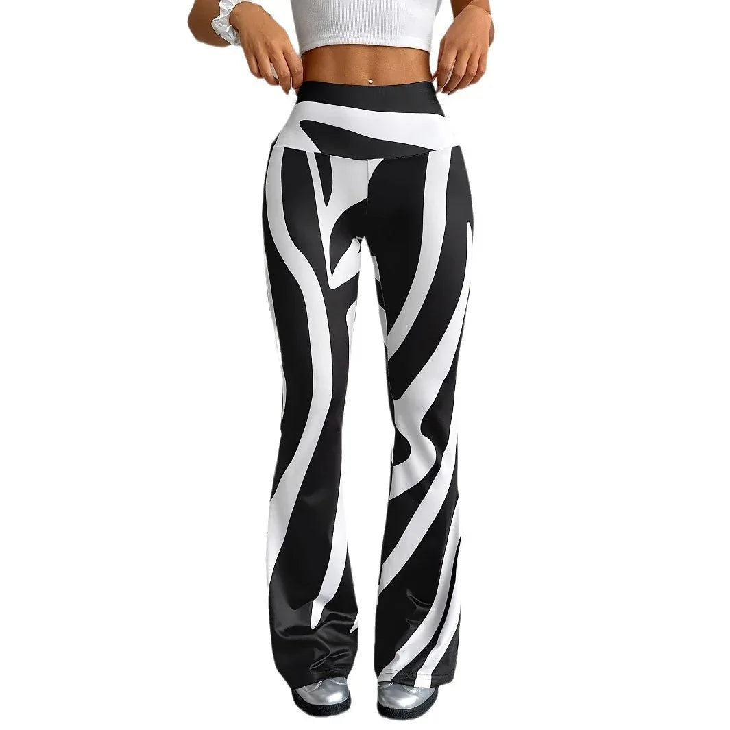 Bell-bottom Pants Fashion Printed High Waist Sheath Casual Pants - Gizmo Galaxy