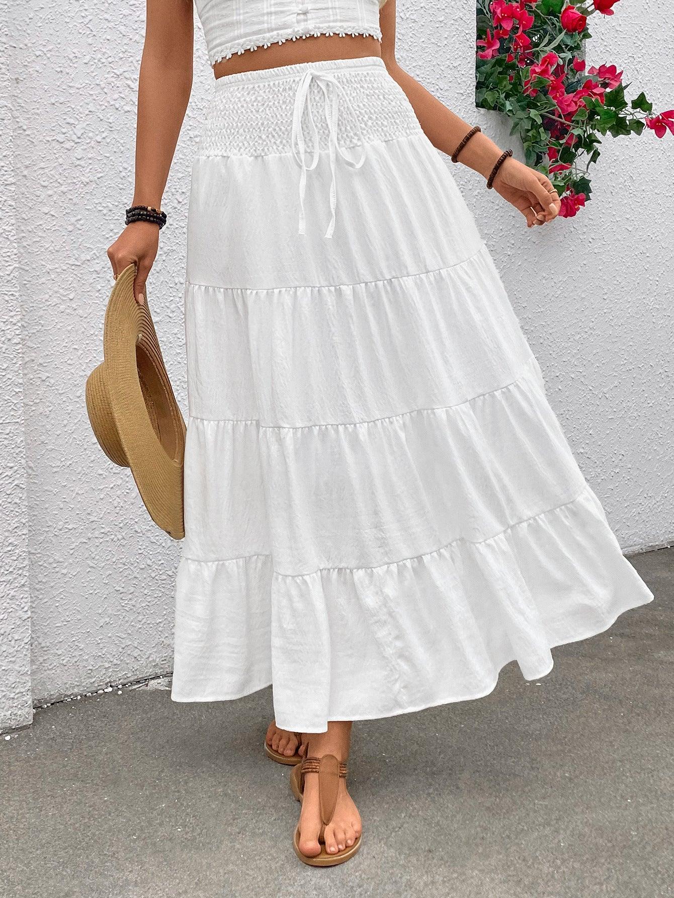 Autumn Stretch High-waisted Bohemian Casual Long Skirt - Gizmo Galaxy