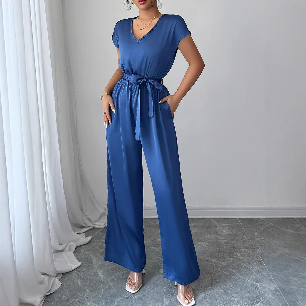 Fashion Wind Deep V High-waisted Wide-leg Jumpsuit Women's Clothing - Gizmo Galaxy