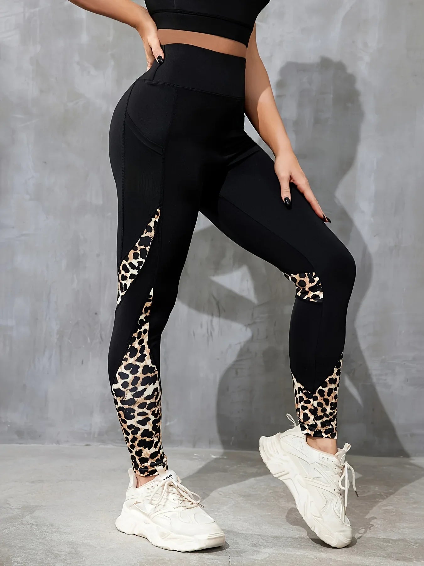 Color Contrast Patchwork Fashion Hip Raise High Waist Tight Sports Yoga Pants Leggings - Gizmo Galaxy