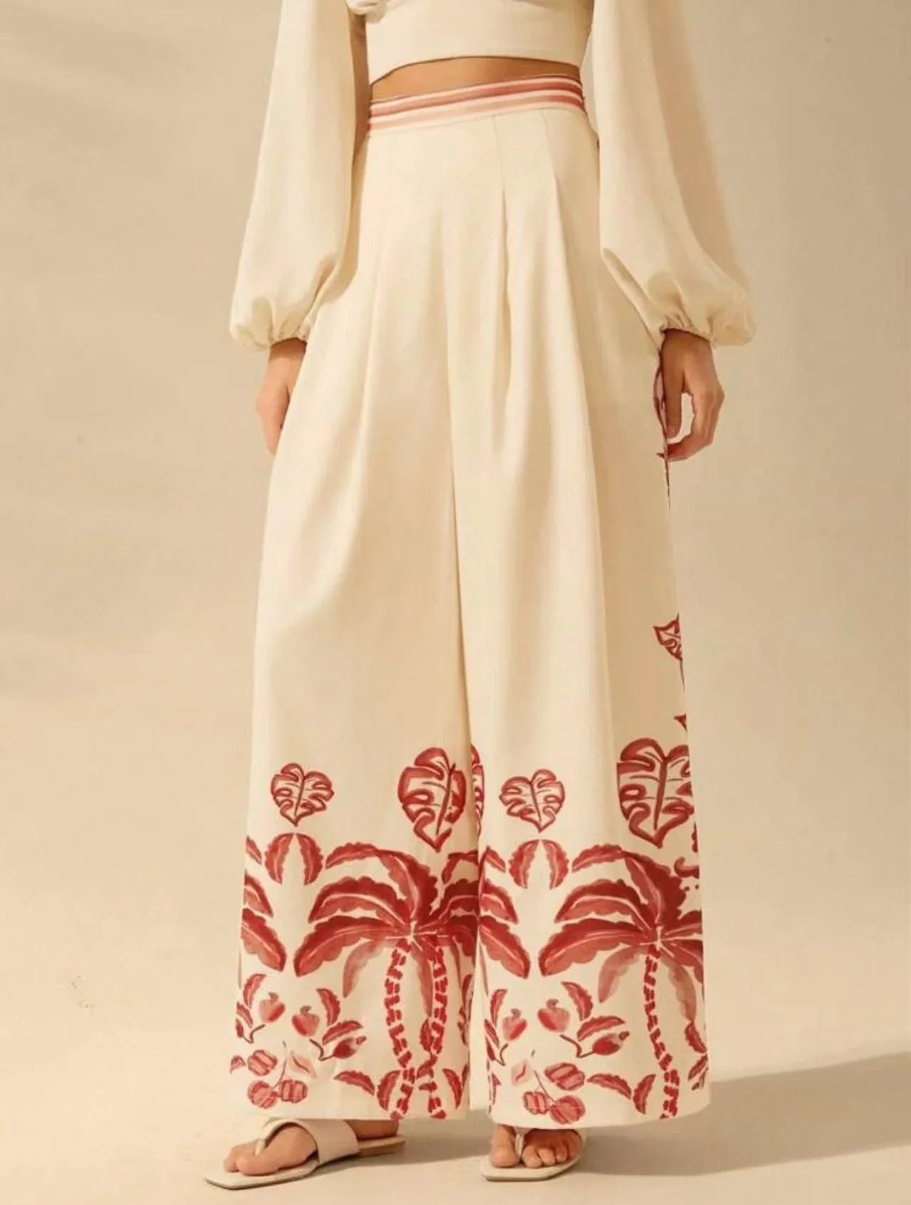 Women's Printed Casual Loose High-Waist Wide-Leg Pants - Gizmo Galaxy