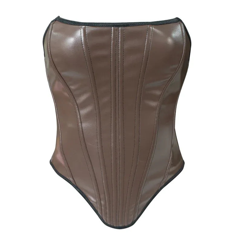 Leather Shaping Chest-wrapped Off-shoulder Vest - Gizmo Galaxy