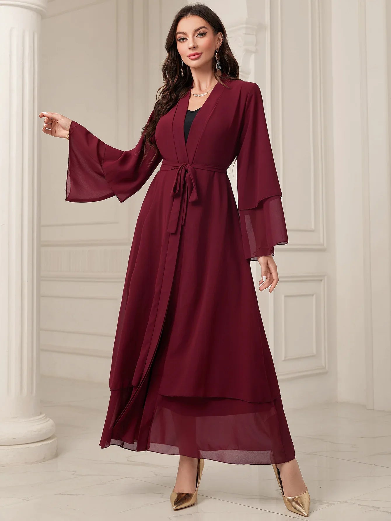 Middle East Solid Color Chiffon Plus Size Women's Gauze Robe - Gizmo Galaxy