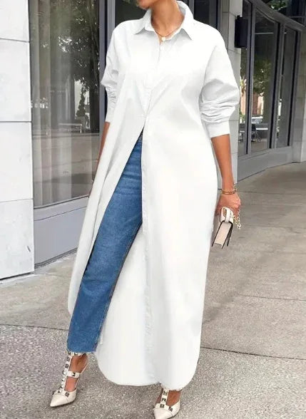 A Solid-colored Long-sleeved Top For Ladies - Gizmo Galaxy