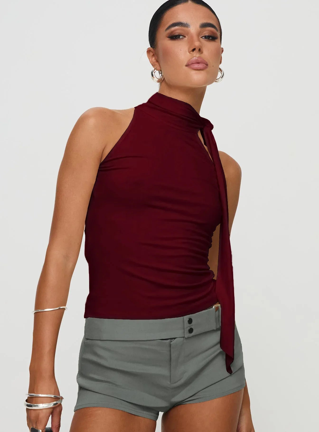 Women's Turtleneck Bundle Ribbon T-shirt Top - Gizmo Galaxy