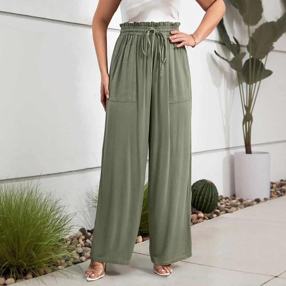 Waist-cinching Drawstring Elastic Waist With A Draped Feel, Comfortable And Slimming, Versatile Casual Wide-leg Pants For Women - Gizmo Galaxy