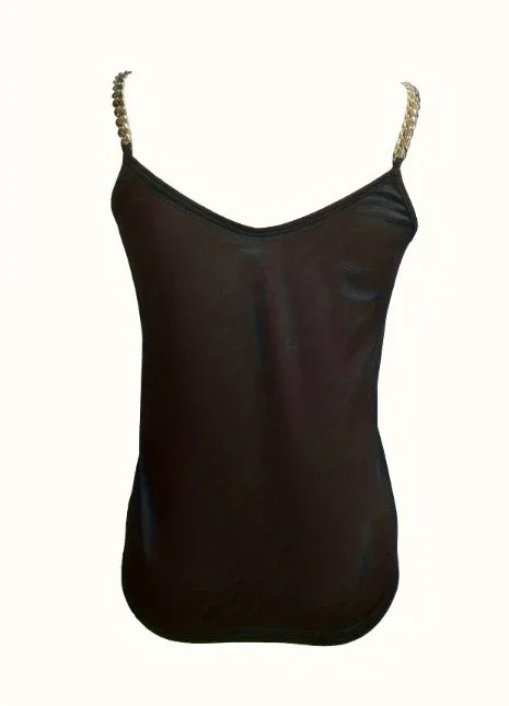 Ladies' Solid Color V-neck Chain Decoration Fashionable Camisole Vest - Gizmo Galaxy