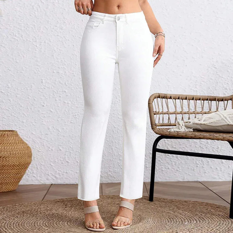 Plus Size White Cropped Straight Jeans - Gizmo Galaxy