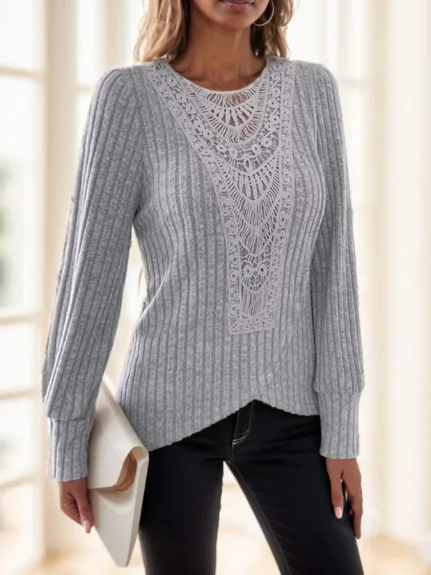 Lace Splicing Crew Neck T-shirt - Gizmo Galaxy