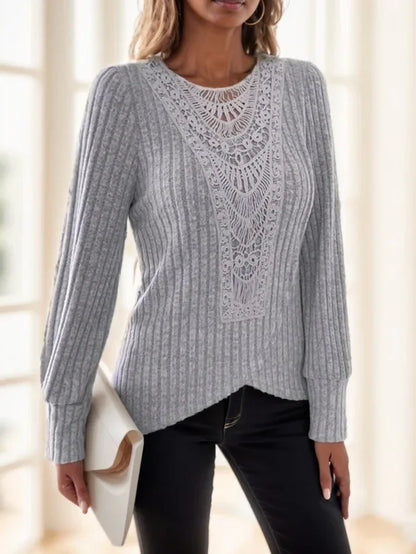 Lace Splicing Crew Neck T-shirt - Gizmo Galaxy