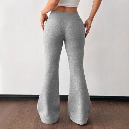 Padded Fleece Trousers High Waist Pure Color Sweatpants - Gizmo Galaxy