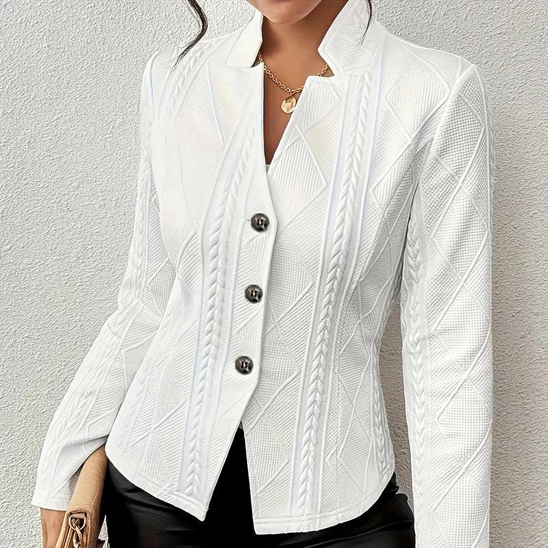 Women's Elegant Textured Open Front Business Casual Work Office Blazer Jacket Suit - Gizmo Galaxy