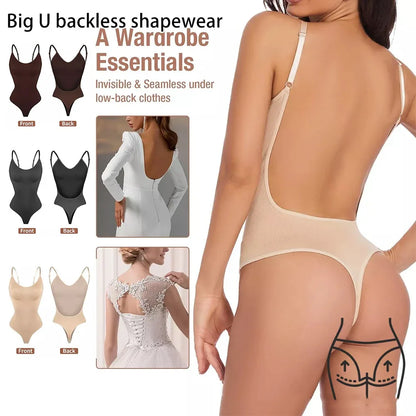 Backless T-shaped Jumpsuit Plus Size Corset - Gizmo Galaxy