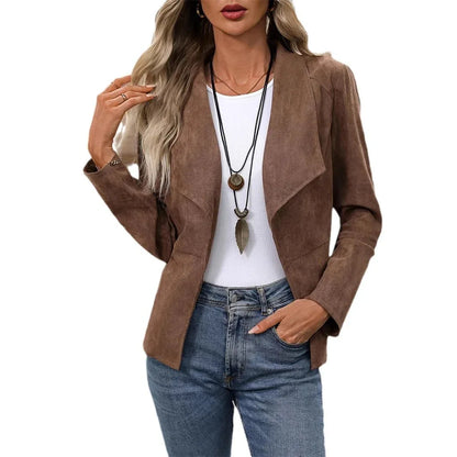 Women's Faux Suede Jacket New Coat - Gizmo Galaxy