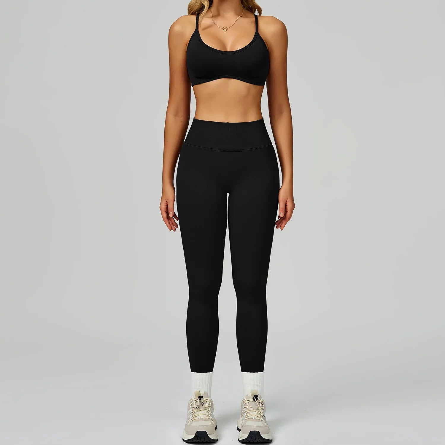 Seamless Yoga Set High-waisted Fitness Workout Outfit - Gizmo Galaxy