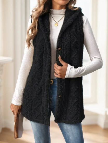 Women's Red Hooded Fleece Vest - Gizmo Galaxy