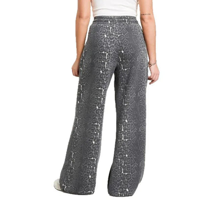 Fashionable Casual Hooded Sweatshirt And Wide Leg Pants Leopard Print Set - Gizmo Galaxy
