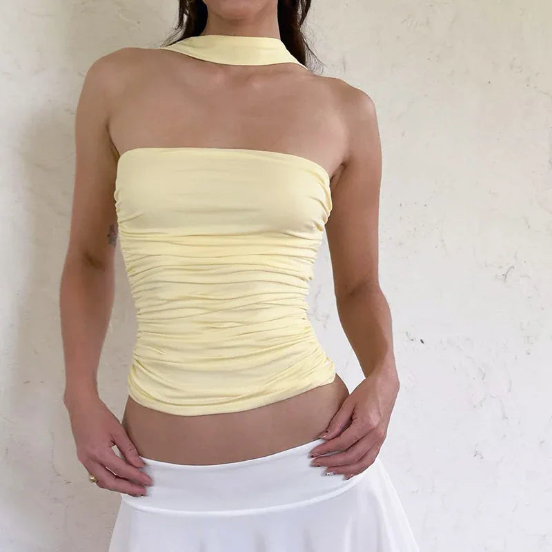 Women's Halter Ribbon Tube Top Vest - Gizmo Galaxy