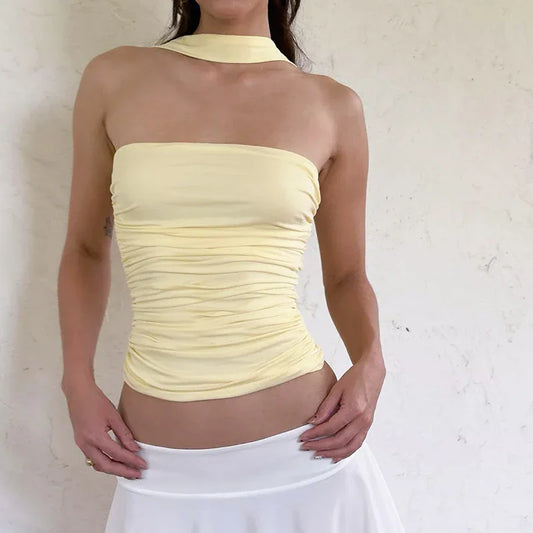 Women's Halter Ribbon Tube Top Vest - Gizmo Galaxy