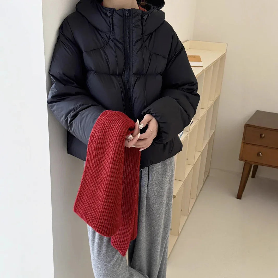 White Duck Down Puff Fluffy Hooded Down Jacket - Gizmo Galaxy