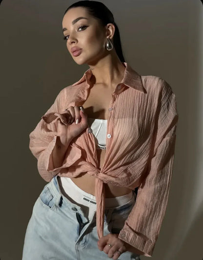 Comfortable Collar Decorated With Buttons Casual Top - Gizmo Galaxy