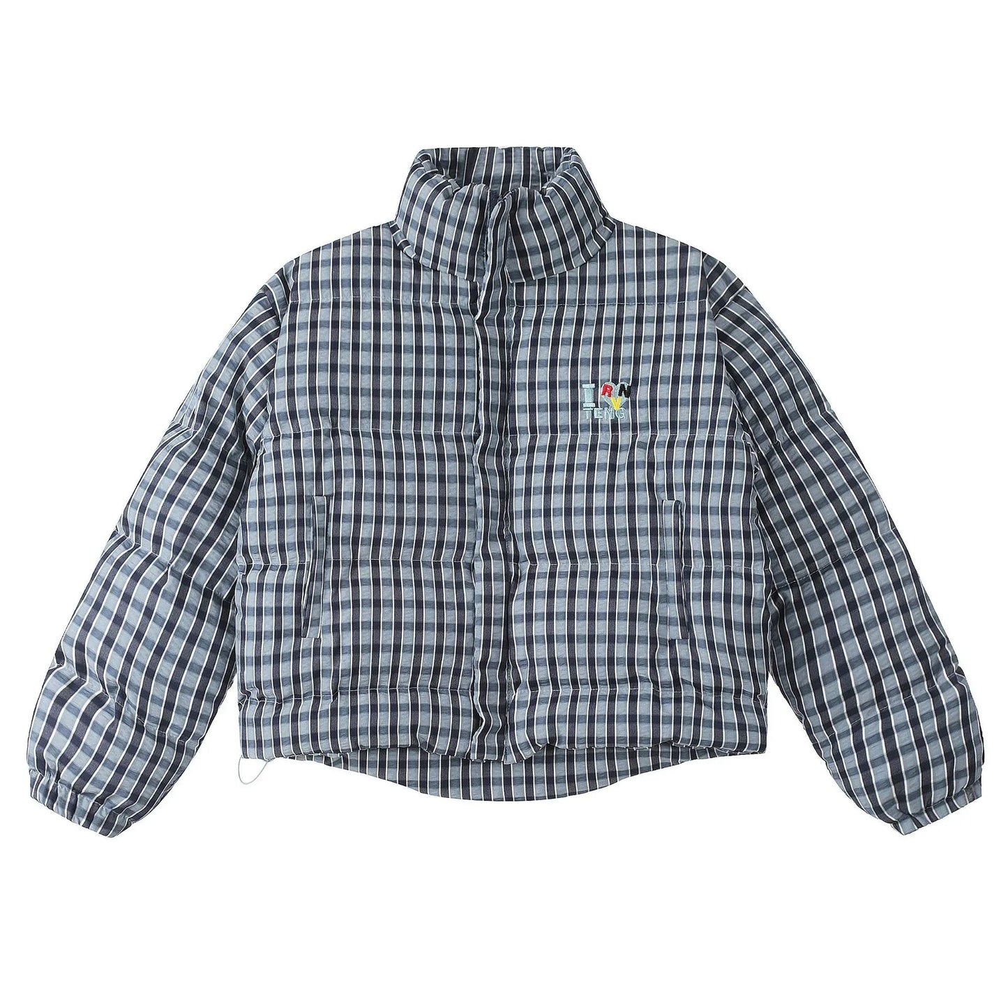 American Retro Trendy Simple Plaid Stand Collar Niche Casual Warm Cotton Coat - Gizmo Galaxy