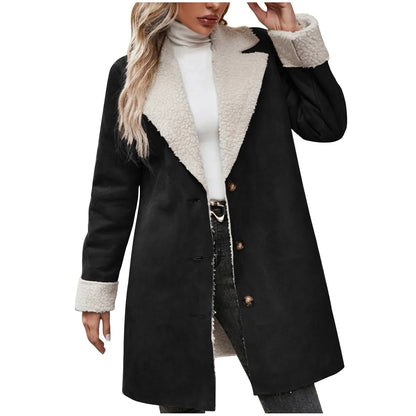 Long Sleeve Lapel Thickening Plush Coat - Gizmo Galaxy