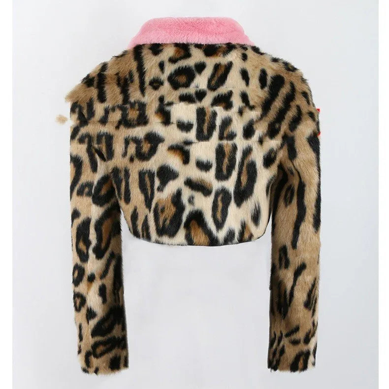Leopard Print Faux Fur Coat Women's Autumn And Winter - Gizmo Galaxy
