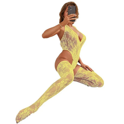 New Style Strappy Halterneck V-neck Bodysuit - Gizmo Galaxy