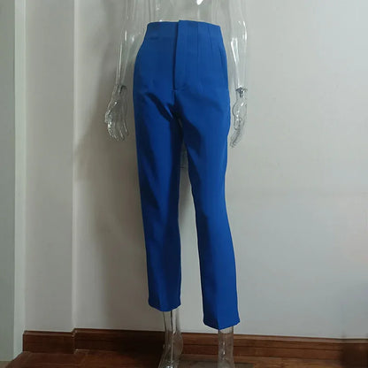 Pleated Casual High Waist Pure Color Slim-fit Basic Pants - Gizmo Galaxy