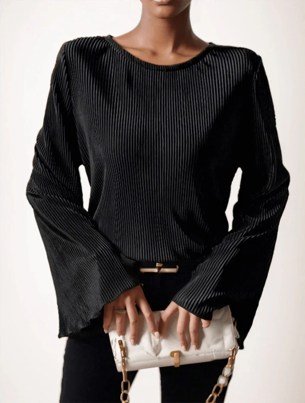 Women's Spring Summer Solid Color Round Neck Loose Fit Bell Sleeve Casual T-Shirt - Gizmo Galaxy