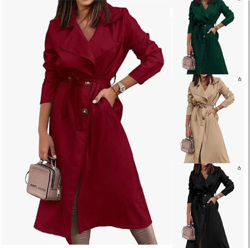 Women's Coat Plus Size Trench Coat Tie-front Top - Gizmo Galaxy