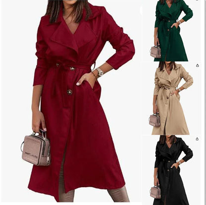 Women's Coat Plus Size Trench Coat Tie-front Top - Gizmo Galaxy