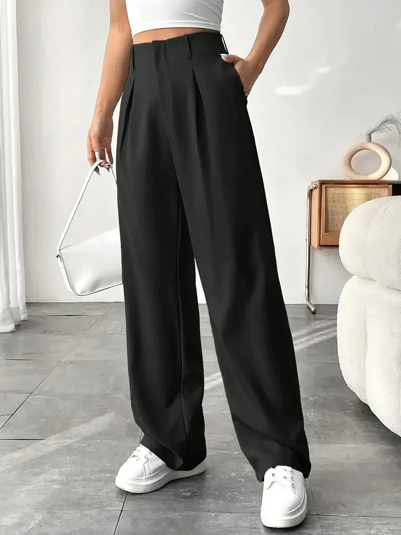 Ladies' High-waisted Slim-fit Suit Pants Wide-leg Floor-dragging Pants - Gizmo Galaxy