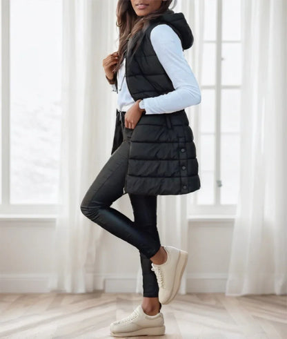 Women'S Elegant Hooded Puffer Vest - Gizmo Galaxy