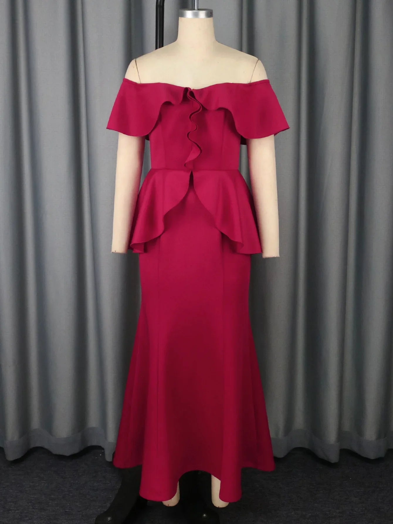 Strapless Ruffled Off-the-shoulder Dress Fishtail Dress - Gizmo Galaxy