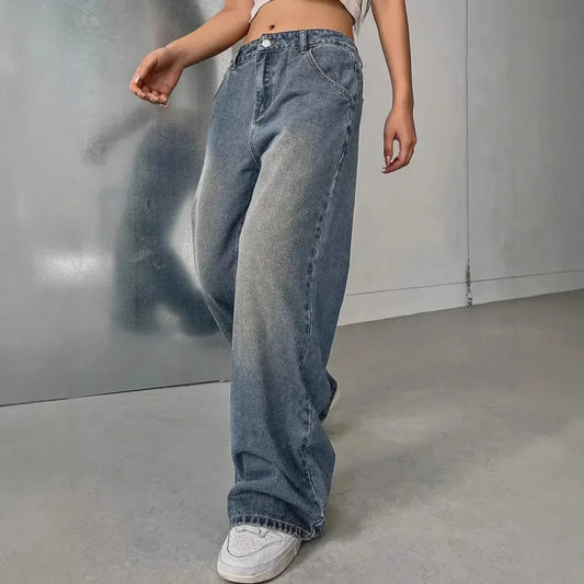 European And American Women's Washed Vintage Denim Pants - Gizmo Galaxy