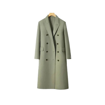 Socialite Style Matcha Green Woolen Coat For Women - Gizmo Galaxy