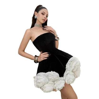 Top Short Skirt Three-dimensional Flower Pettiskirt French Cross-border Dress - Gizmo Galaxy