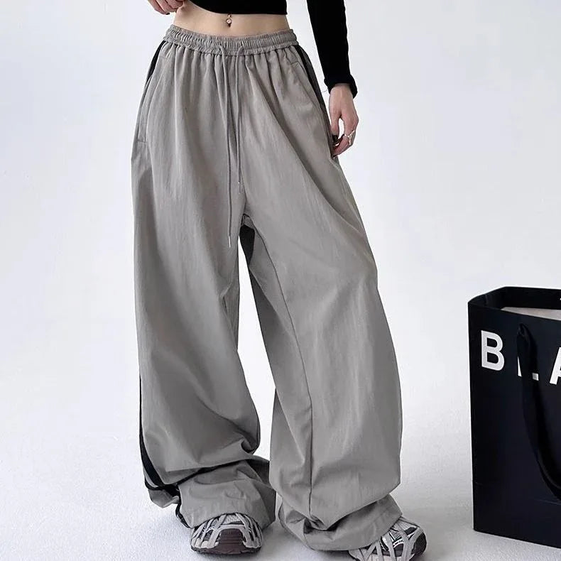 Cargo With Side-panel Stitching Street-style Athletic Fashion Brand Loose-fitting High-waist Casual Wide-leg Pants - Gizmo Galaxy
